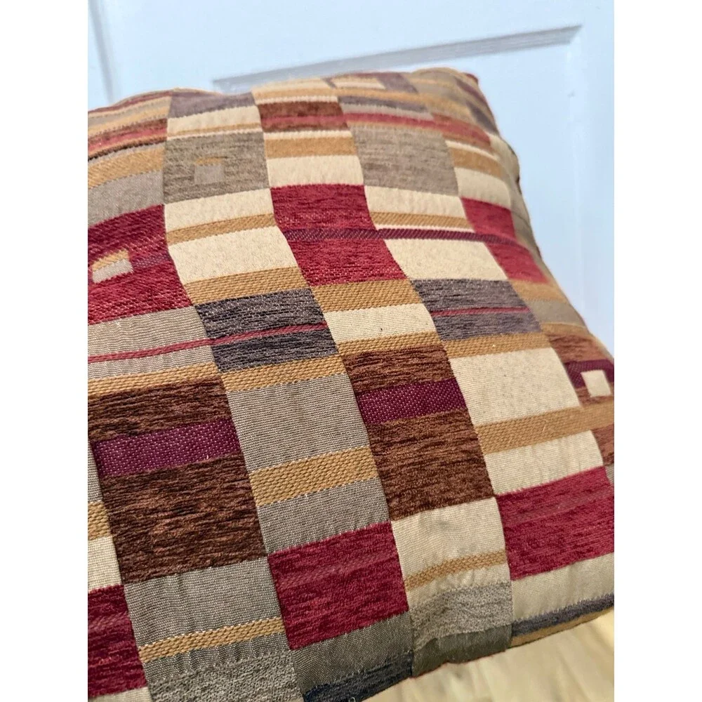 Earth-Tone Geometric Tapestry Throw Pillow